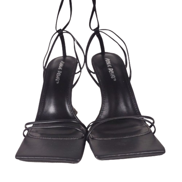 Public Desire Dymond Black Lace Up Square Toe Cake Stand Heels Size 8 NWOT - Picture 7 of 13